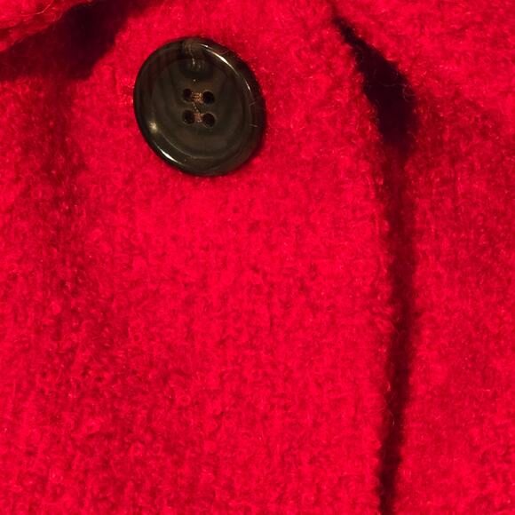 NWOT Talbots Plus 1X Red Boucle Wool Classic Coat Detachable Faux Fur Collar - Picture 8 of 13